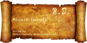 Micsik Dezső névjegykártya